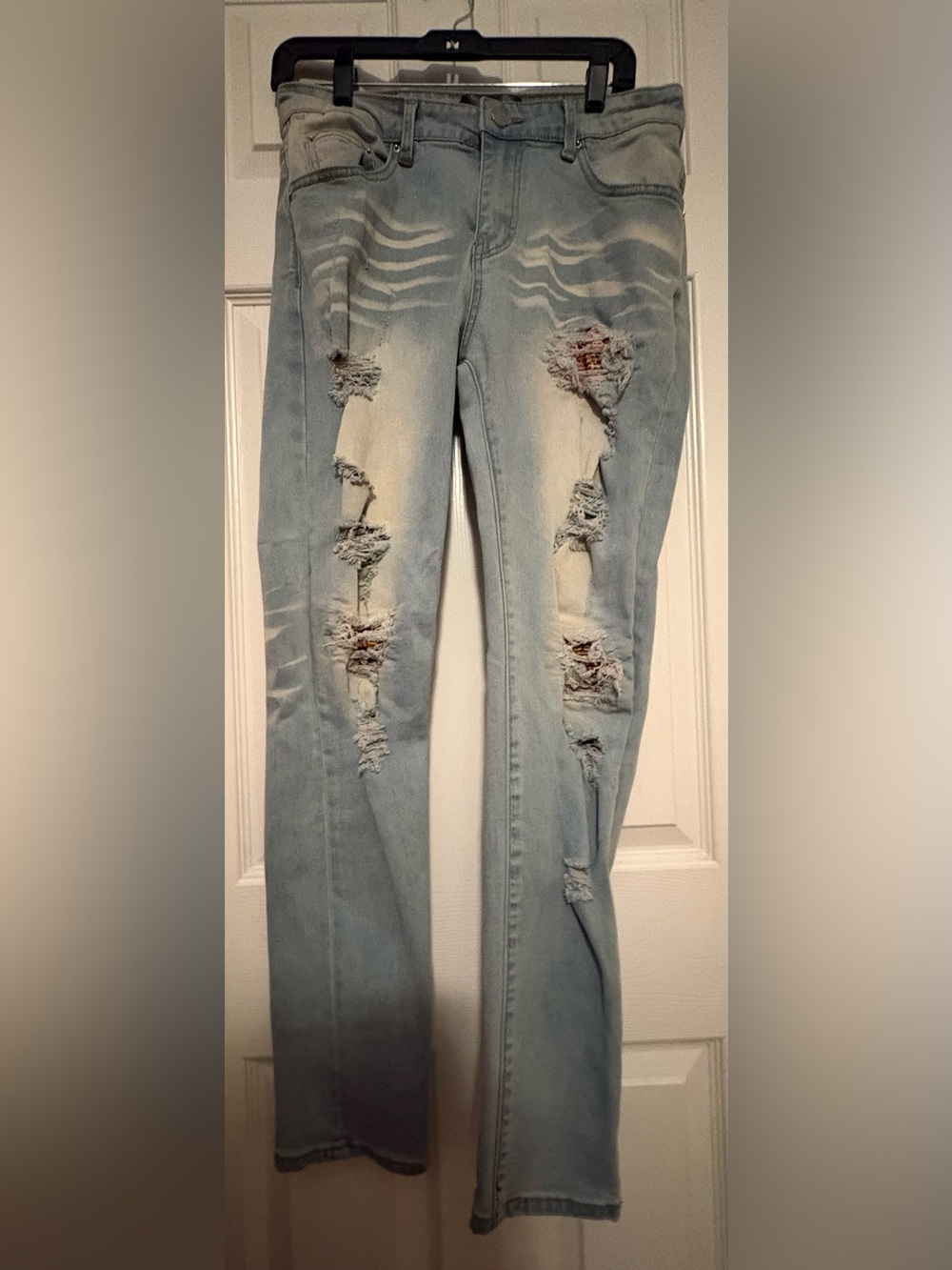 AMIRI Light Blue Distressed Skinny Jeans